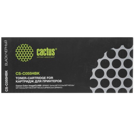 Картридж лазерный Cactus CS-C055HBK черный (7600стр.) для Canon LBP663Cdw/LBP664Cx/MF746Cx/MF742Cdw/MF744Cdw