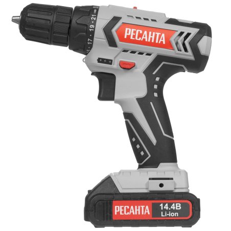 Дрель-шуруповерт аккумуляторная Ресанта ДА-14-2ЛК 75/14/4, Аккумуляторная, 14,4В, 2 АКБ, Кейс