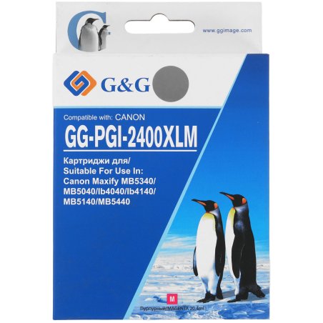 Картридж струйный G&G GG-PGI-2400XLM (PGI-2400XL M) пурпурный (20.4 мл) для Canon Maxify iB4040/iB4140/МВ5040/MB5140/МВ5340/MB5440