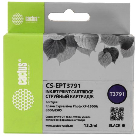 Картридж струйный Cactus CS-EPT3791 378XL черный (13.2 мл) для Epson Expression Photo XP-8500/XP-8505/XP-15000