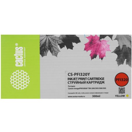 Картридж струйный Cactus CS-PFI320Y желтый (300мл) для Canon imagePROGRAF TM-200/TM-200 MFP L24ei/TM-205/TM-300