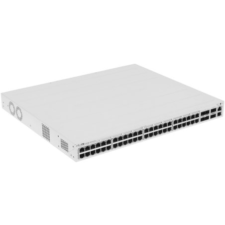 Коммутатор CRS354-48P-4S+2Q+RM Cloud Router Switch 354-48P-4S+2Q+RM with 48 x Gigabit RJ45 LAN (all PoE-out), 4 x 10G SFP+ cages, 2 x 40G QSFP+ cages, RouterOS L5, 1U rackmount enclosure, 750W PSU