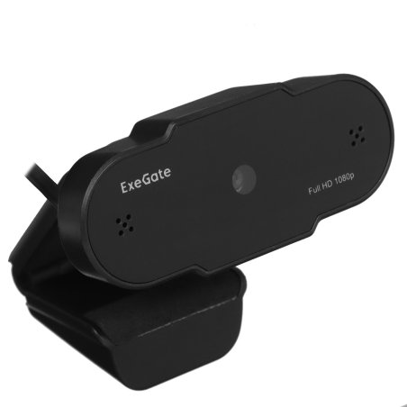 Веб-камера ExeGate EX287388RUS BlackView C615 FullHD Tripod (матрица 1/3" 2 Мп, 1920х1080, 1080P, 30fps, 4-линзовый объектив, шторка, USB, фиксированный фокус, микрофон с шумоподавлением, универсальное крепление, штатив Flex в комплекте, кабель 1,5 м, Win