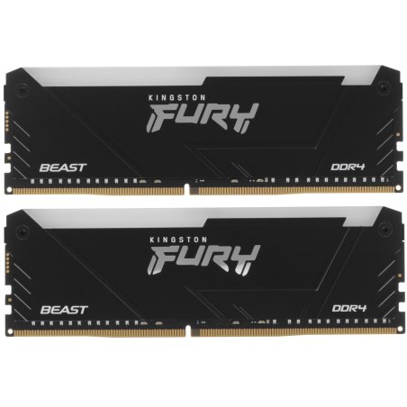 Оперативная память Kingston Fury Beast, DDR4, 32Gb (2x16Gb), 3200MHz, CL16, DIMM, с радиатором, RGb, черный