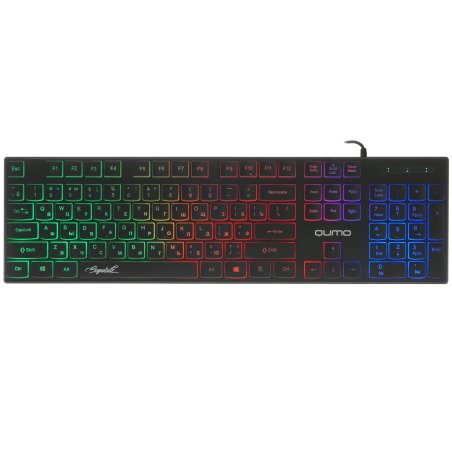 Клавиатура проводная Qumo office BASE K59, 104 клавиши, подсветка белого цвета, плетеный кабель, golden USB