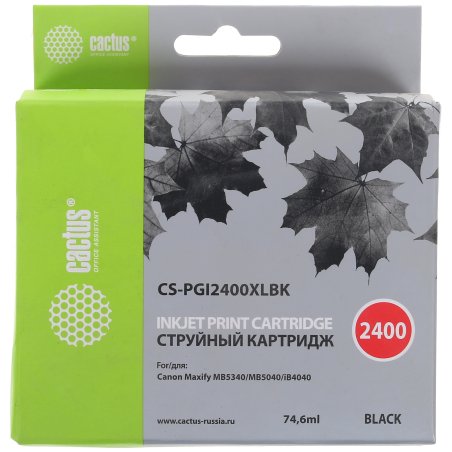 Картридж струйный Cactus CS-PGI2400XLBK черный (74.6 мл) для Canon MAXIFY iB4040/ МВ5040/ МВ5340
