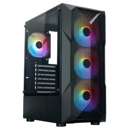 Компьютерный корпус XASTRA A304 4FRGb Black ATX/Mesh/half-size TG/4x120мм FRGb FC fans/ A304-4FC12F
