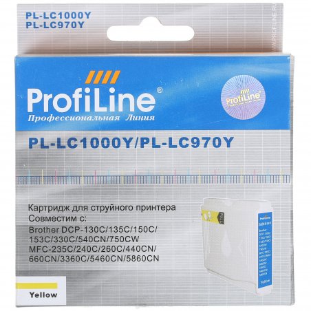 Картридж струйный ProfiLine PL-LC1000Y/LC970Y для Brother DCP -130C/135C/150C/235C/330C/350C/440CN/750CW/MFC-240C/260C/660CN/665CW/885CW/360C/5460CN/5860CW Yellow водн