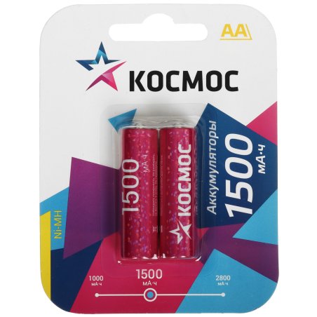 Аккумулятор Космос KOCR6NIMH(1500mA) R6 NiMn 1500мА·ч BP-2 (блист.2шт.) ЦЕНА ЗА 1 шт