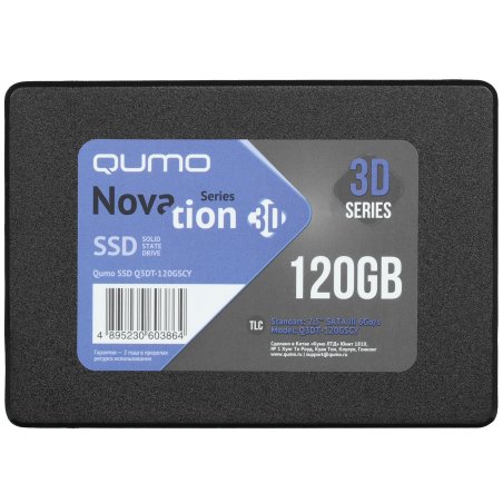 Накопитель SSD QUMO Novation 3D, 120Gb, SATA III, 2.5", R/W 550/450