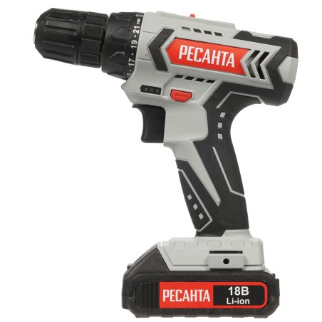 Дрель-шуруповерт аккумуляторная Ресанта ДА-18-2ЛК 75/14/5, Аккумуляторная, 18В, 2 АКБ, Кейс