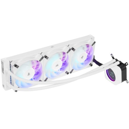 Система жидкостного охлаждения Water Cooling System Corsair iCUE H150i ELITE CAPELLIX XT (360мм, белый, RGb/ Fans: 3x120мм, 65.57CFM, 37dBA, 2100RPM/Rad thickness 27мм/ S: 1851, 1700, 1200, 115X, AM5, AM4)