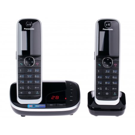 Телефон беспроводной (DECT) Panasonic KX-TGJ322RUB черный (труб. в компл.:2шт) автооветчик АОН