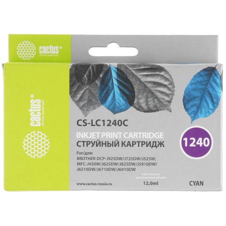 Картридж струйный Cactus CS-LC1240C голубой (12 мл) для Brother MFC-J6510/6910DW