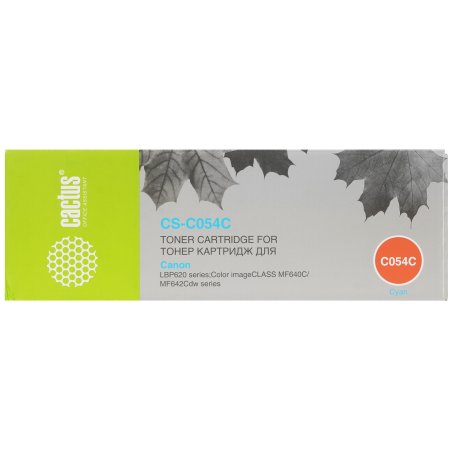 Картридж лазерный Cactus CS-C054C голубой (1200стр.) для Canon LBP 621Cw/623Cdw/641Cw/643Cdw