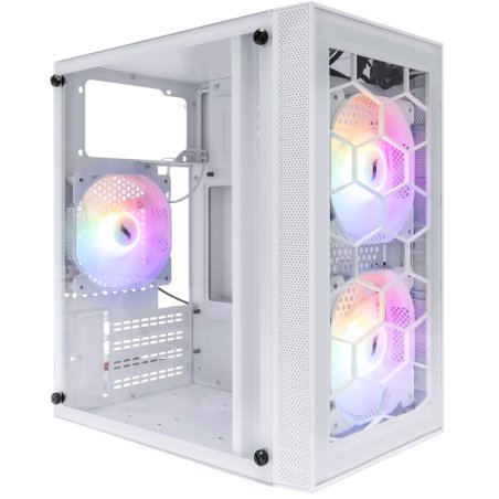 Компьютерный корпус 1STPLAYER FIREBASE X1 белый/mATX/3x120мм LED fans/X1-WH-3F1-W
