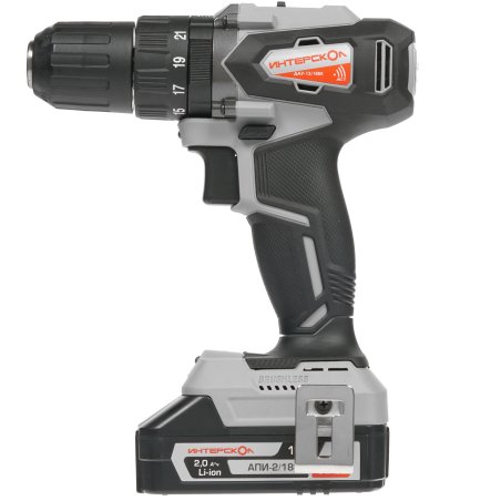 Дрель-шуруповерт аккумуляторная ИНТЕРСКОЛ ДАУ-13/18ВК, Аккумуляторный, 18В, 2 АКБ, Ударный, Кейс