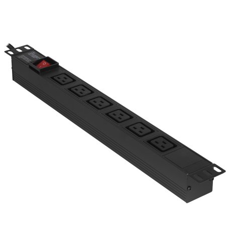 Блок розеток горизонтальный ExeGate ServerPro PDU-19H013 Al-6C19-EU3-SW, 19", 1U, Алюминий, 6 IEC 320 C19, кабель с евровилкой VDE-250V-16A-3*1.5мм2, 3 метра, выкл. с подсветкой, черный