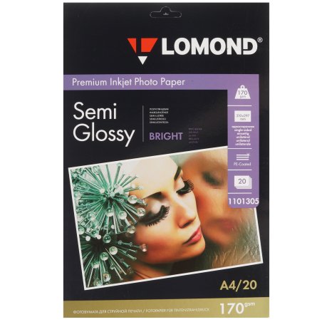 Бумага Lomond 1101305 A4/170г/м2/20л./белый полуглянцевое для струйной печати