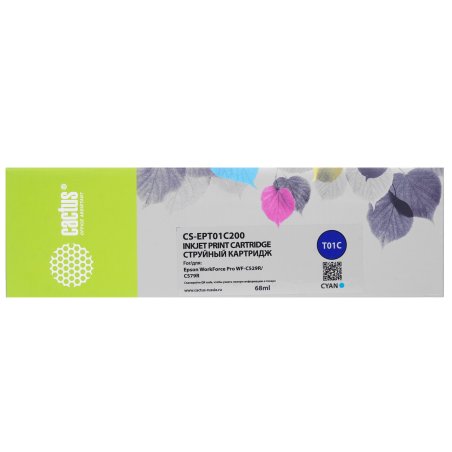 Картридж струйный Cactus CS-EPT01C200 T01C2 голубой (68мл) для Epson WorkForce Pro WF-C529RDTW/WF-C579RD2TWF/WF-C579RDTWF Pro