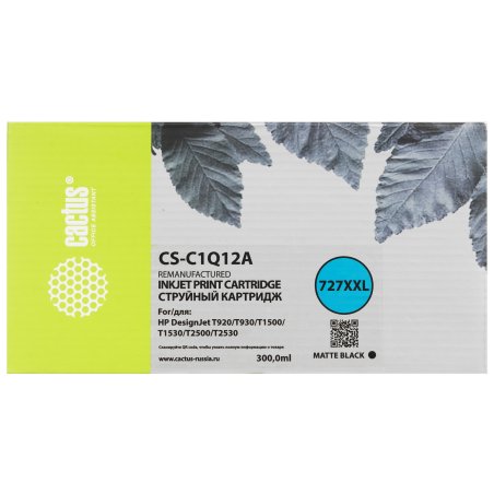 Картридж струйный Cactus CS-C1Q12A №727 черный (300 мл) для HP Designjet T920/T930/T1500/T1530
