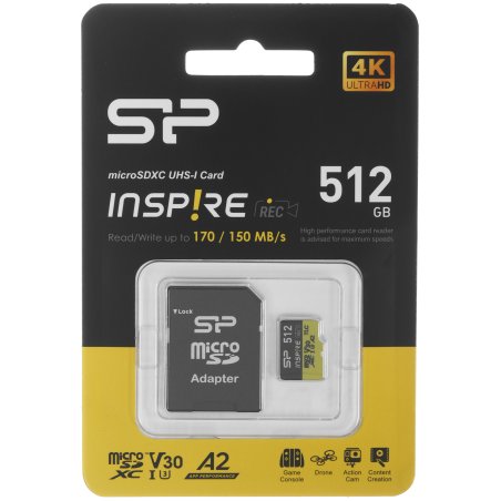 Флеш карта microSDXC 512Gb Silicon Power SP512GbSTXLA2V1N Inspire V10 A2 w/o adapter