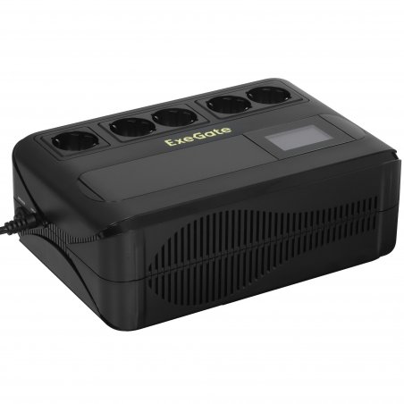 Источник бесперебойного питания ExeGate NEO Smart BU-800.LCD.AVR.5SH 800VA/480W, цветной LCD-дисплей, AVR, 5*Schuko, черный