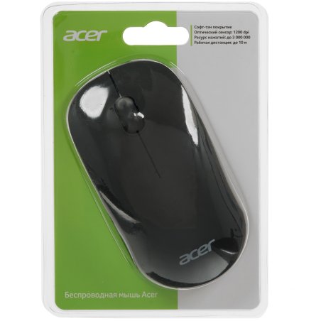 Мышь беспроводная Acer OMR130 черный, 1200 dpi, радиоканал, USB, кнопки - 3