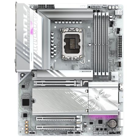 Материнская плата Gigabyte B860 AORUS ELITE WIFI7 ICE, LGA 1851, Intel B860, 4xDDR5, 4xSATA, 3xM.2, 1xPCIe 5.0 x16, 2xPCIe 4.0 x1, 1xHDMI, 2xDP, 1x 2.5Gb LAN, 6xUSB-A 3.2, 1xUSB-C 3.2, 4xUSB-A 2.0, 2x3.5 мм, 7.1, ATX