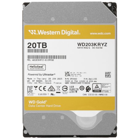 Жесткий диск WD SATA-III 20TB WD203KRYZ Server Gold 512E (7200rpm) 512Mb 3.5"
