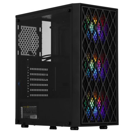 Компьютерный корпус Miditower ExeGate EVO-8243-NPX500 (ATX, БП 500NPX с вент 12 см, 2*USB+1*USB 3.0, черный, 3 вент. с RGb подсветкой, боковая панель - закаленное стекло)