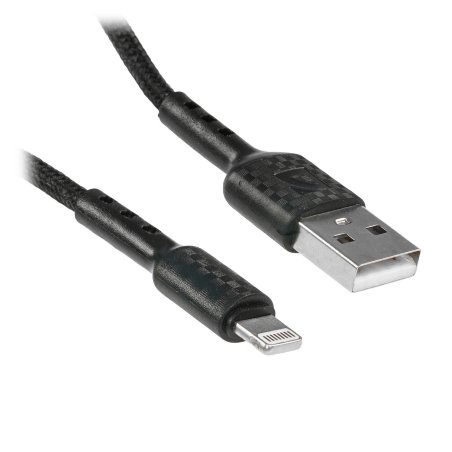 Кабель Defender F181, USB 2.0 (AM) - Apple Lightning (M), 1метр, 2.4А, нейлоновая оплетка, черный.