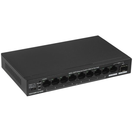Коммутатор неуправляемый Tenda TEG1110PF-8-120W PoE, 10 портов, 9x1 Gbит/с, SFP 1х1 Gbит/с, PoE 8х30 Вт (до 102 Вт)