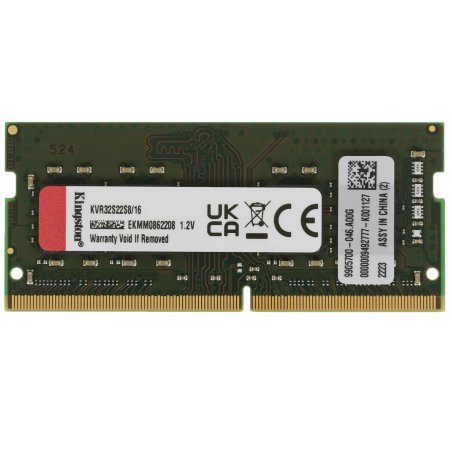 Оперативная память Kingston ValueRAM, DDR4, 16Gb (1x16Gb), 3200MHz, CL22, SO-DIMM
