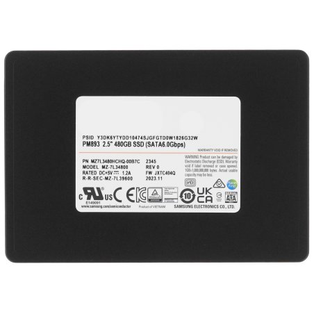 Накопитель SSD Samsung PM893 SATA2.5" 480Gb TLC MZ7L3480HCHQ-00B7C