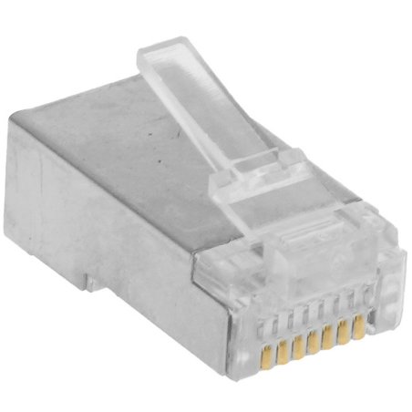 Вилка RJ-45 (8P8C) PLUG5SP/10 универсальная кат.5e экранированная, контакты 30 микродюймов" (10 шт.)