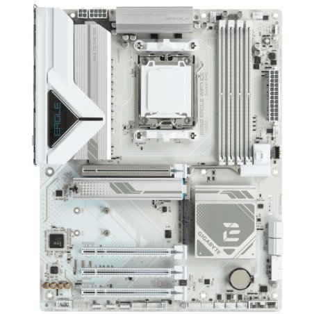 Материнская плата Gigabyte B850 EAGLE WIFI7 ICE, AM5, AMD B850, 4xDDR5, 4xSATA, 3xM.2, 1xPCIe 5.0 x16, 1xPCIe 4.0 x4, 2xPCIe 3.0 x1, 1xDP (v1.4), 1xHDMI, 1x2.5Gb LAN, Wi-Fi 7, Bluetooth 5.4, 1xUSB-C 5Gbps, 2xUSB-A 10Gbps, 2xUSB-A 5Gbps, 4xUSB-A 2.0, 3x3.5