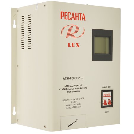 Стабилизатор напряжения Ресанта АСН-8 000 Н/1-Ц 63/6/17 Стабилизатор Lux 220В±8%, Габ. 305х190х360, Вес 15кг