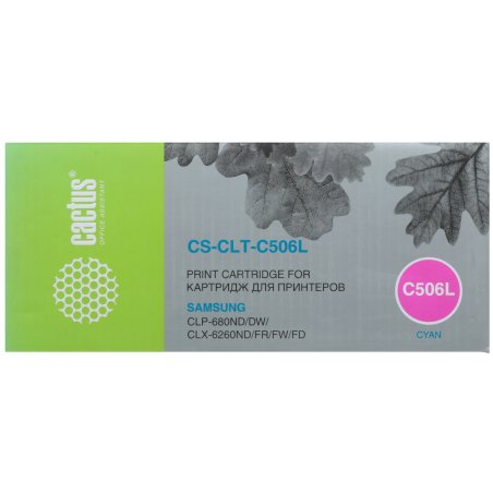 Картридж лазерный Cactus CS-CLT-C506L голубой (3500 стр.) для Samsung CLP 680; CLX 6260/6260FD/6260FR
