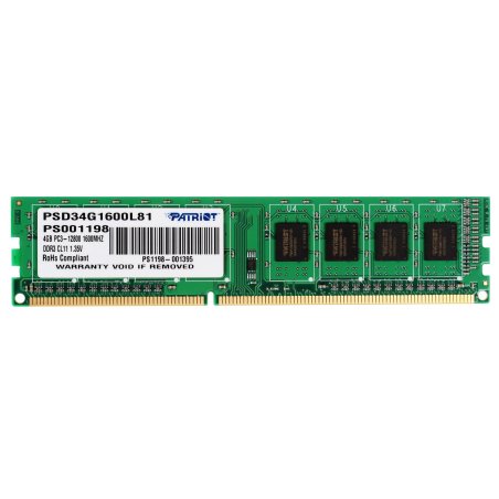 Оперативная память Patriot Signature, DDR3L, 4Gb (1x4 GB), 1600 MHz, CL11, DIMM