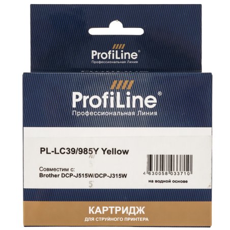 Картридж струйный ProfiLine PL-LC39/985Y для принтеров Brother DCP-J125/DCP-J315W/DCP-J515W/MFC-J220/MFC-J265W/MFC-J410/MFC-J415W с чернилами Yellow