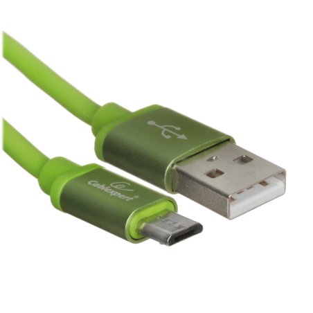 Кабель USB2.0 Cablexpert CC-S-mUSB01Gn-1M, AM/microB, серия Silver, длина 1м, зеленый, блистер
