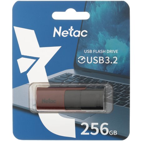 Флешка USB Netac U182 (NT03U182N-256G-32RE), 256Gb, USB 3.0, R/W 70/30, черный/красный