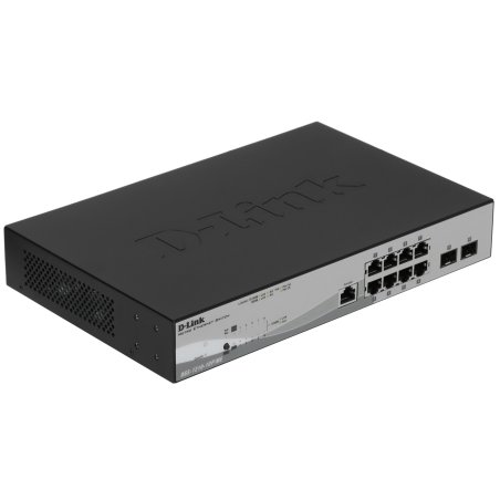Коммутатор управляемый D-Link DGS-1210-10P/ME 2 уровня с 8 портами 10/100/1000Base-T с поддержкой PoE и 2 портами 1000Base-X SFP