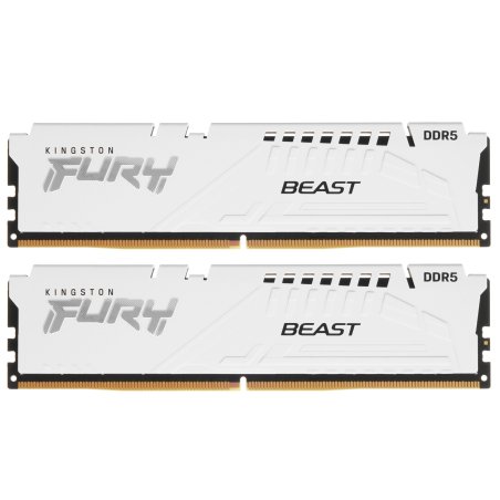 Оперативная память Kingston Fury Beast, DDR5, 64Gb (2x32 GB), 6000 MHz, CL36, DIMM, радиатор, белый