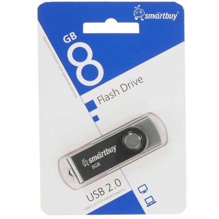Флешка USB R/W SmartBuy R/W USB 8Gb,Twist черный SB008Gb2TWK UFD 2.0