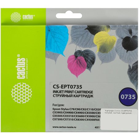 Картридж струйный Cactus CS-EPT0735 черный/голубой/пурпурный/желтый (45.6 мл) для Epson Stylus С79/C110/СХ3900/CX4900