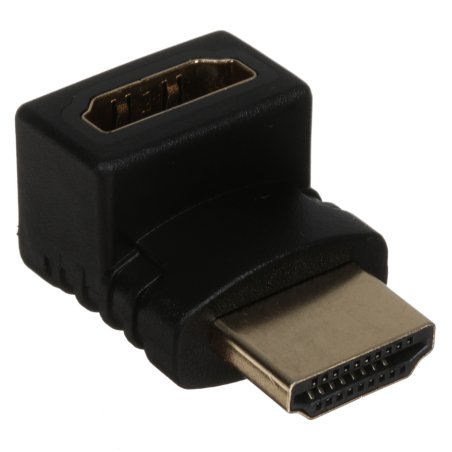 Переходник GoPower HDMI (m)-HDMI (f) угловой 4K 60Hz черный в пакете (1/500)