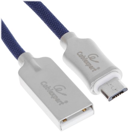 Кабель USB2.0 Cablexpert CC-P-mUSB02Bl-1.8M, AM/microB, серия Platinum, длина 1.8м, синий, блистер