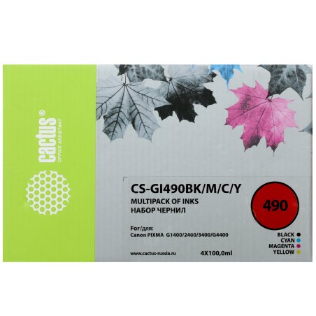 Чернила Cactus CS-GI490BK черный 100мл для Canon Pixma G1400/G2400/G3400